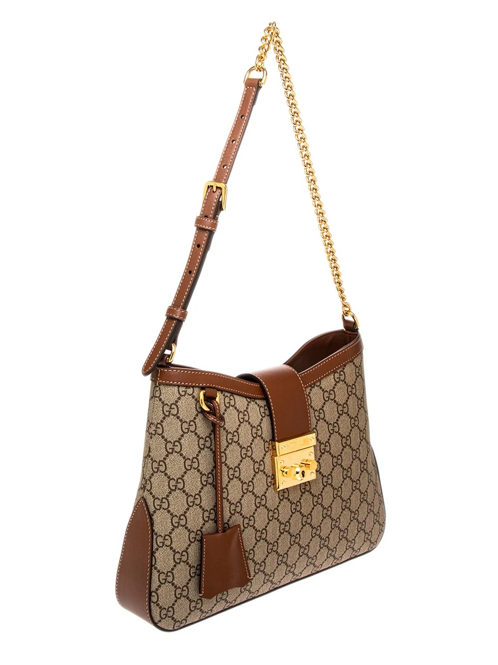 Gucci Brown Medium Canvas Padlock Hobo Bag